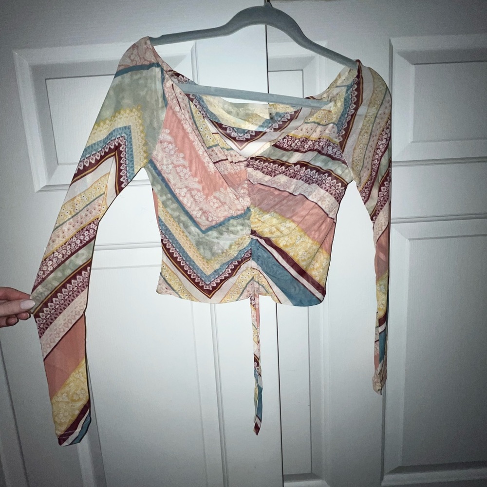 Long sleeve mesh top